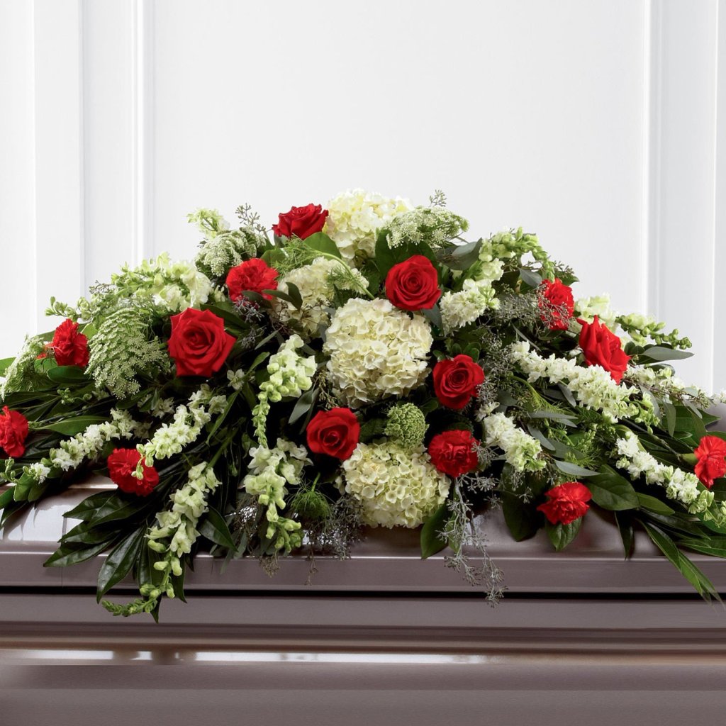 Casket Spray - Red and White